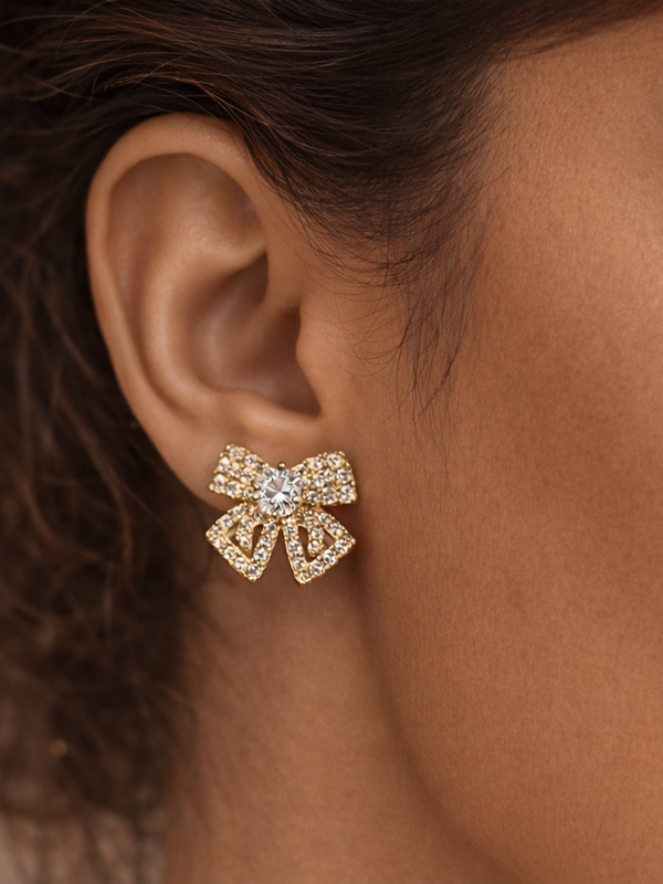 Aurielle Bow Crystal Stud Earrings