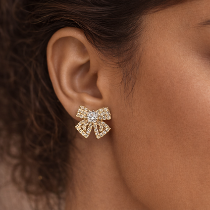 Aurielle Bow Crystal Stud Earrings