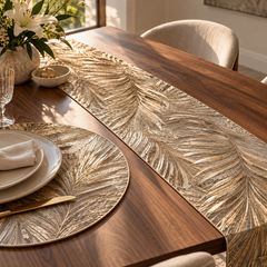 Golden Canopy Dining Set – 1 Runner + 6 Table Mats