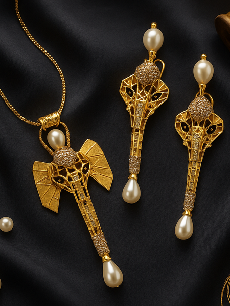 Elephant Pearl Necklace Set