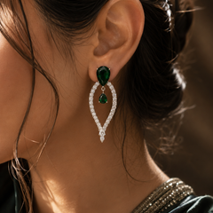 Emerald Halo Statement Earrings