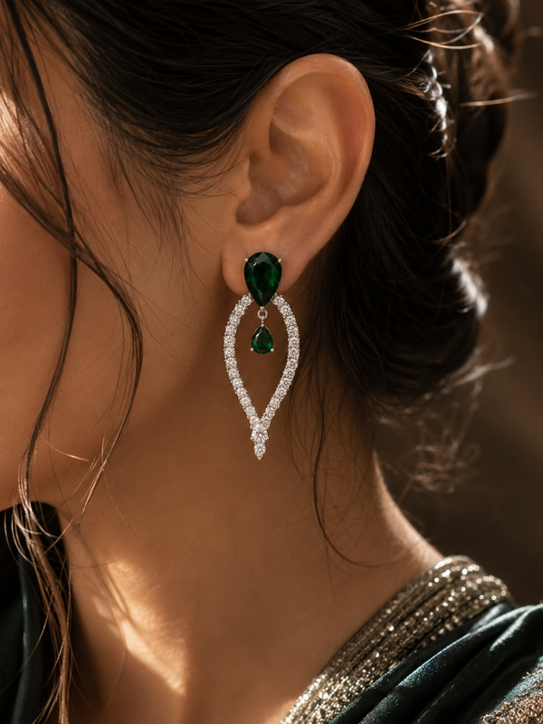 Emerald Halo Statement Earrings