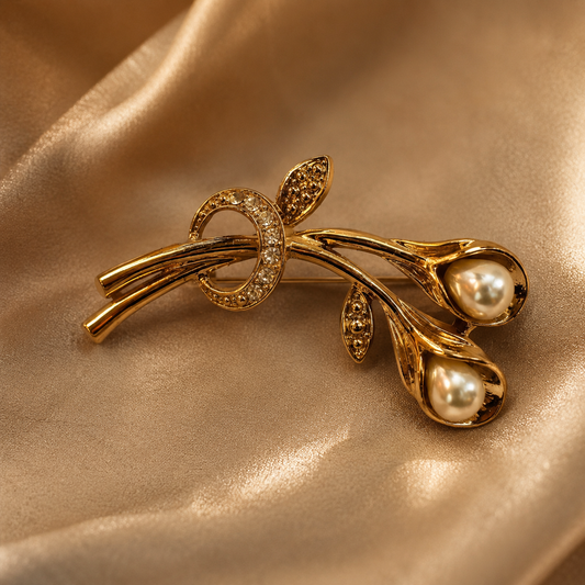 Golden Calla Pearl Brooch