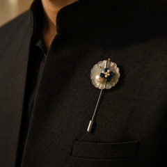 Celeste Floral Pearl Lapel Pin