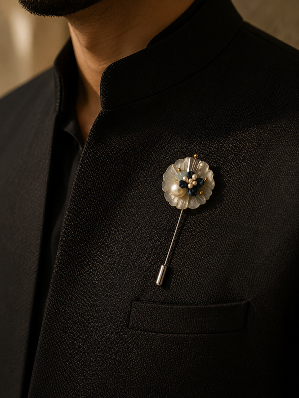 Celeste Floral Pearl Lapel Pin