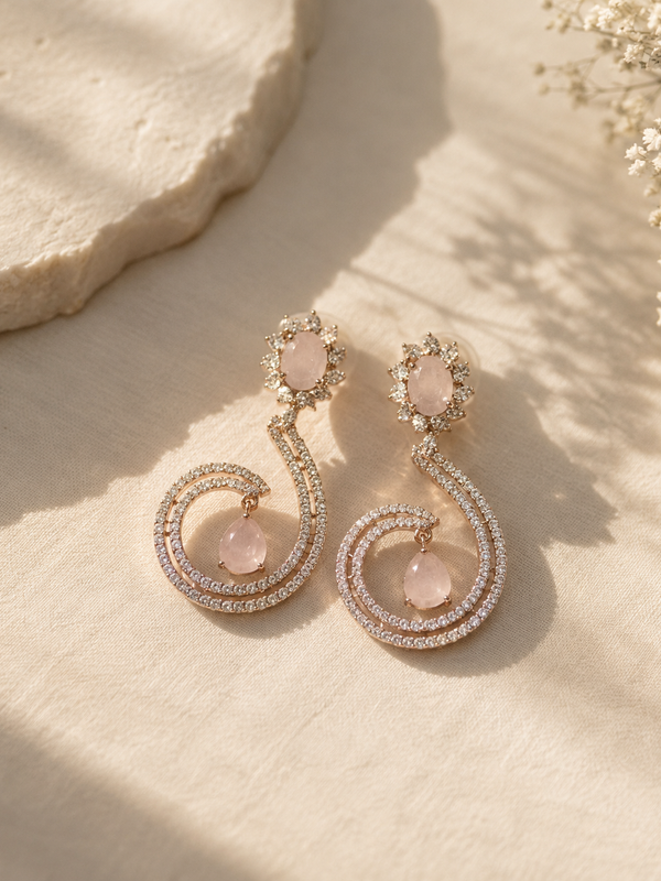 Rosé Celeste Crystal Drop Earrings