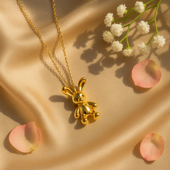 Gold Teddy Bear Pendant Necklace