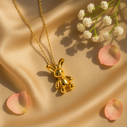 Gold Teddy Bear Pendant Necklace