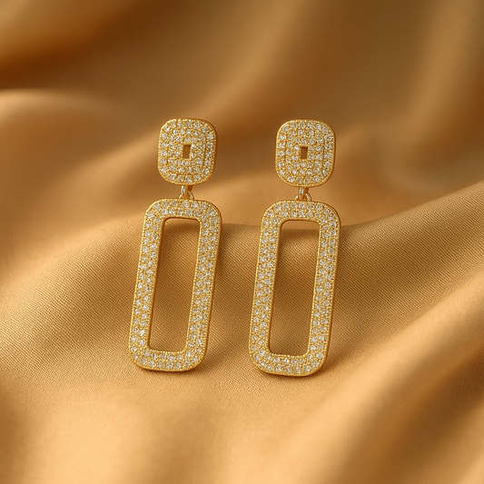 Gold Rectangular Drop Earrings