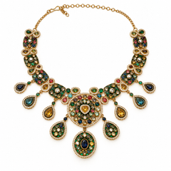 Rangrez Navratna Necklace, Maang Tikka & Earrings Set