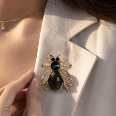 Midnight Beetle Crystal Brooch