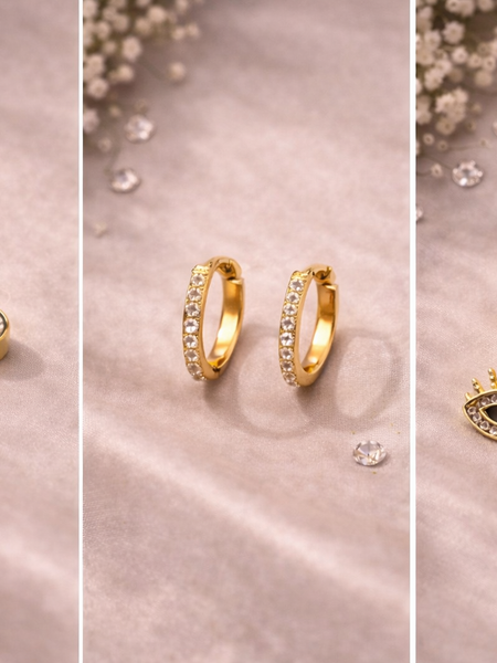 Elysian Gold-Plated Earring Set (Set of 3)