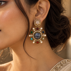 Nayab Navratna Necklace & Earrings Set