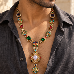 Rangrez Maharaja Multicolour Gold-Plated Men's Necklace