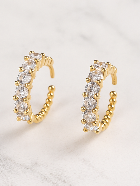 Regal Crystal Huggie Earrings