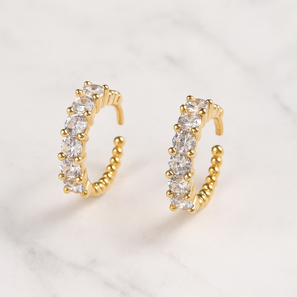 Regal Crystal Huggie Earrings