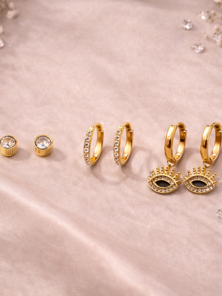 Elysian Gold-Plated Earring Set (Set of 3)