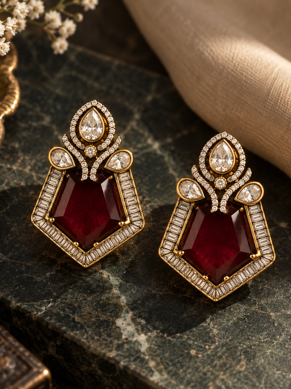 Zaira Ruby Deco Studs