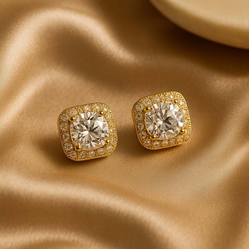 Radiant Cushion Halo Studs