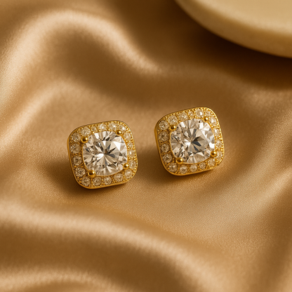 Radiant Cushion Halo Studs