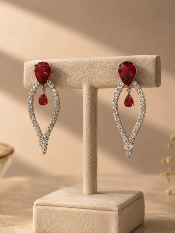 Crimson Halo Statement Earrings