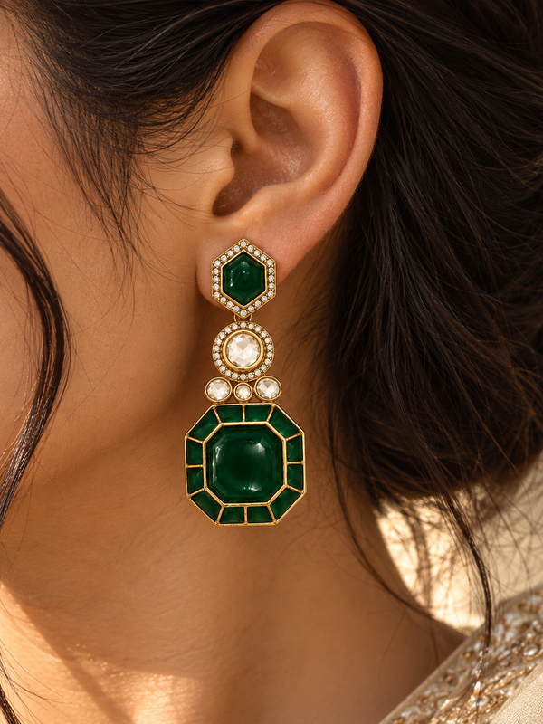 Zariya Emerald Statement Earrings