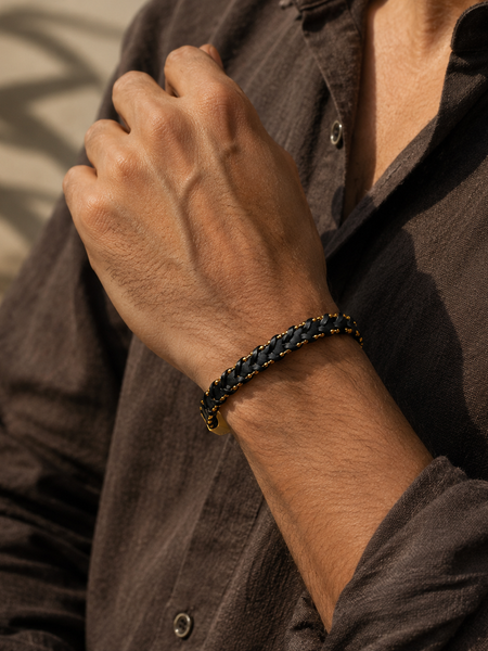 The Noir Chain Leather Bracelet