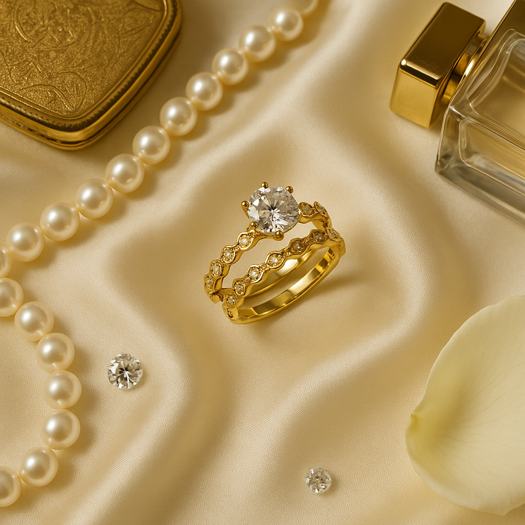 Golden Elegance Solitaire Ring Set