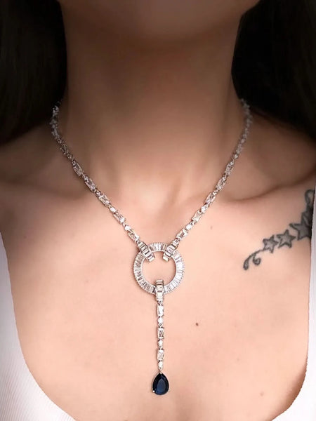 Celestial Diamond Neelam Necklace Set