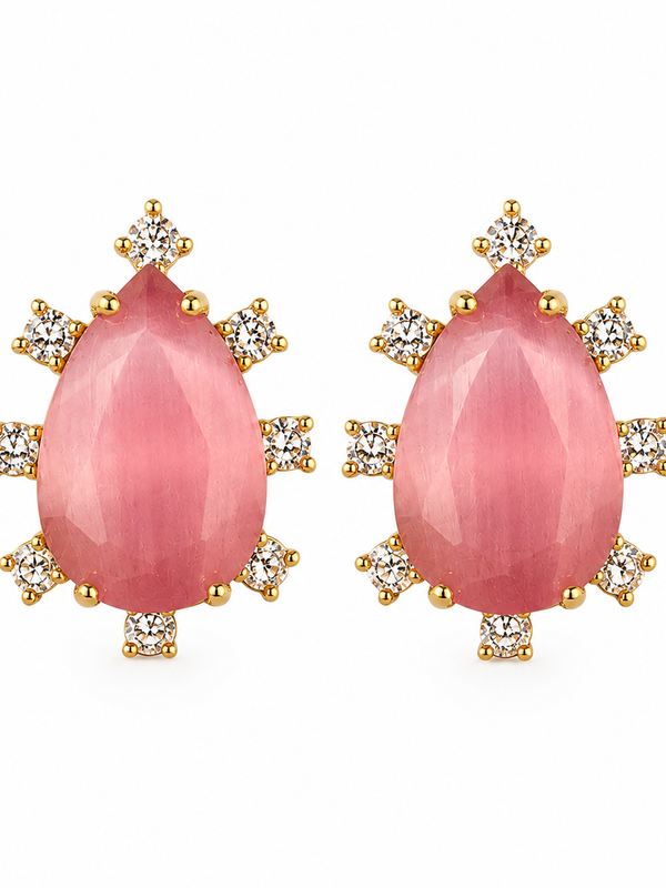 Roselle Blush Teardrop Stud Earrings