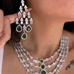Emerald Cascade Diamond Necklace Set