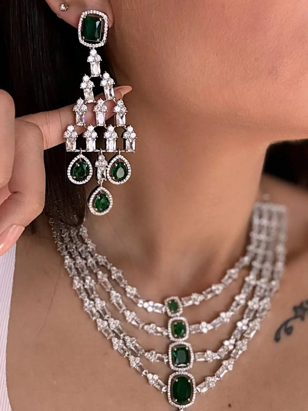 Emerald Cascade Diamond Necklace Set