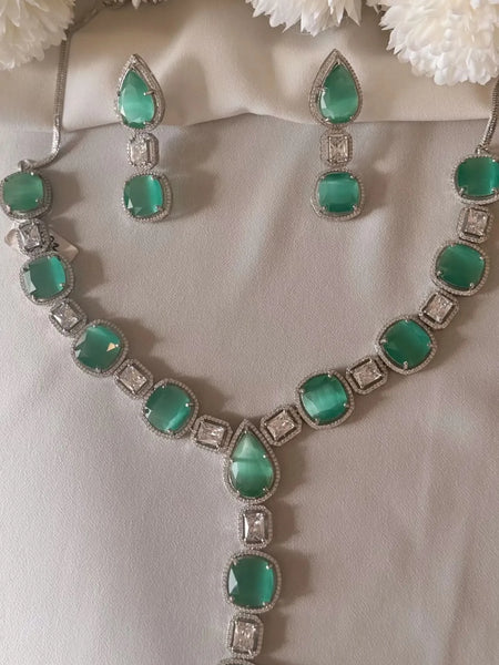 Aqua Glint Diamond Necklace Set