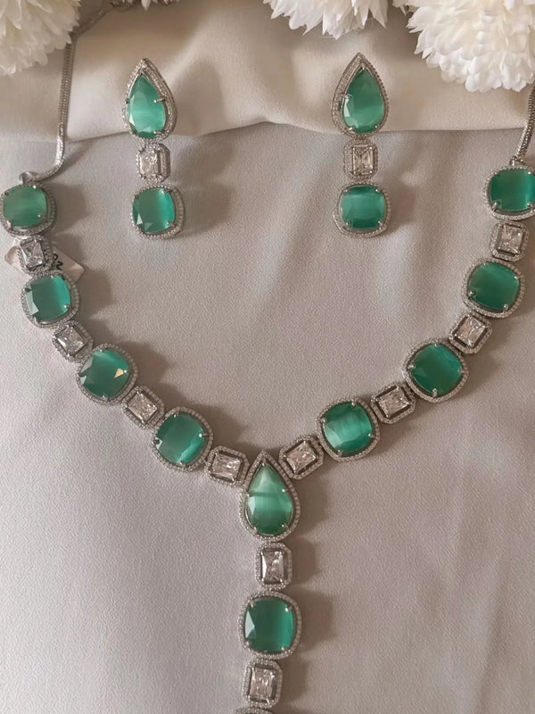 Aqua Glint Diamond Necklace Set