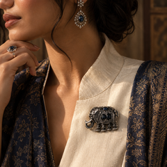 The Midnight Maharaja Elephant Brooch