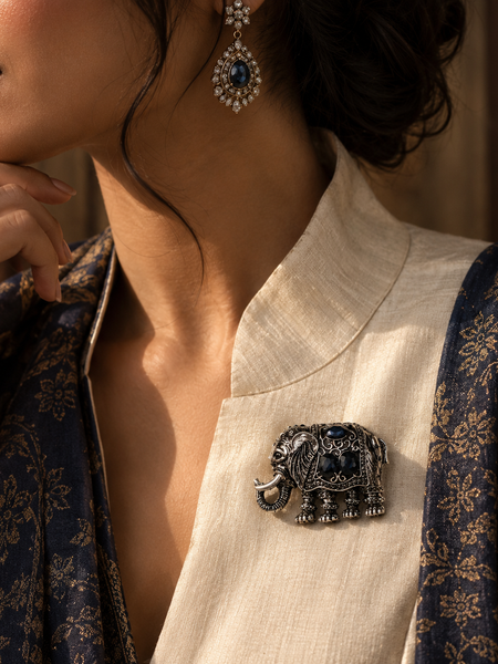 The Midnight Maharaja Elephant Brooch
