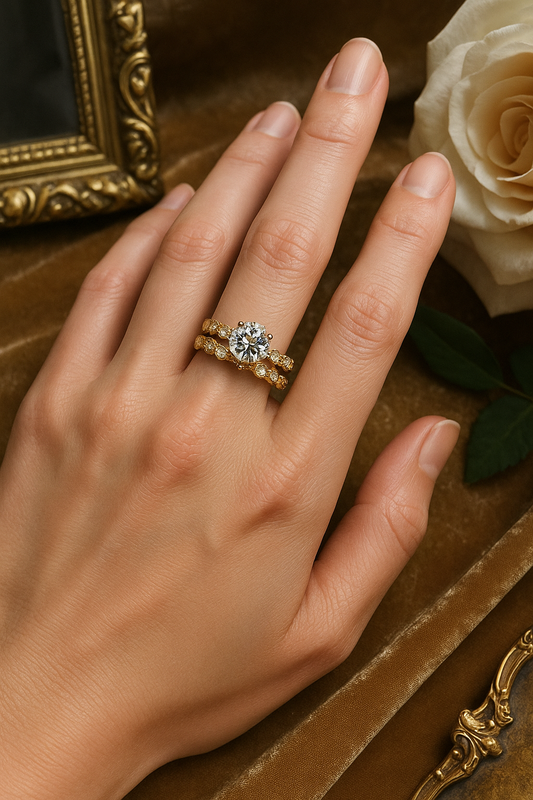 Golden Elegance Solitaire Ring Set