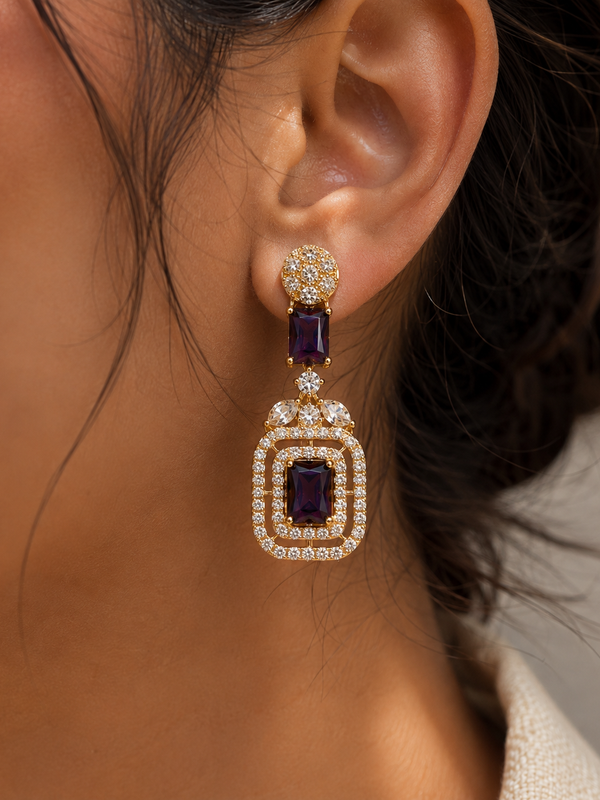 Amethyst Deco Drop Earrings