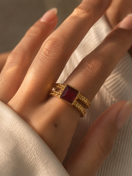 Riva Ruby Geometric Ring