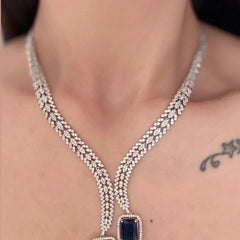 Midnight Sapphire Diamond Necklace Set

