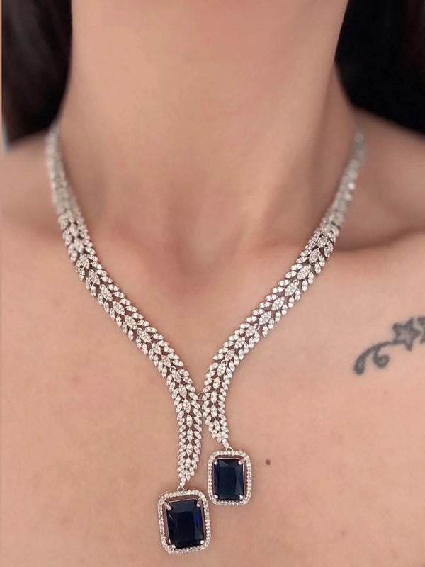 Midnight Sapphire Diamond Necklace Set

