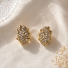 Pavé Leaf Stud Earrings