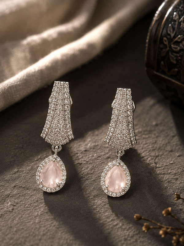 Elara Blush Crystal Drop Earrings
