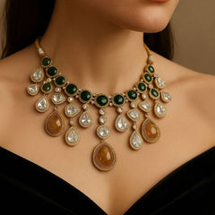Antique Amber Kundan Necklace Set