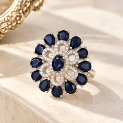 Neelam Sapphire Bloom Statement Ring