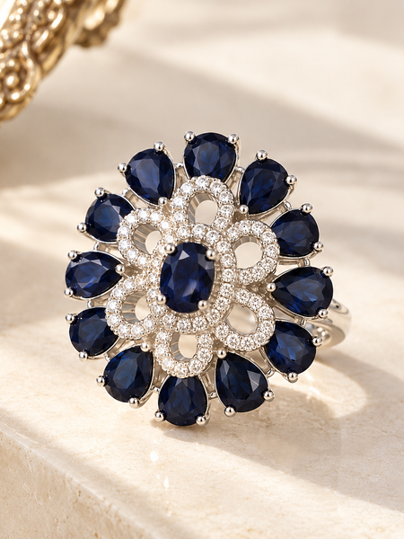 Neelam Sapphire Bloom Statement Ring