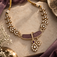 Afsana Amethyst Polki Necklace & Earrings Set