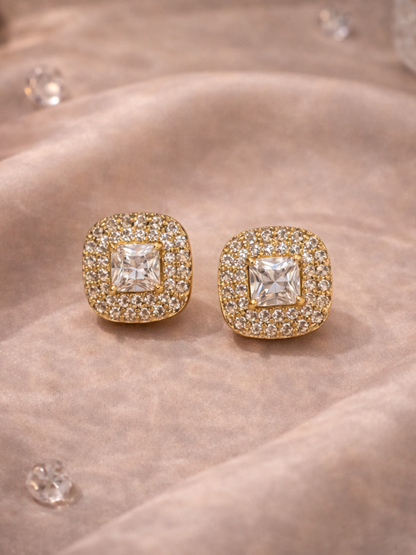 Celeste Cushion Halo Stud Earrings