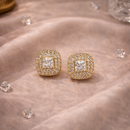 Celeste Cushion Halo Stud Earrings