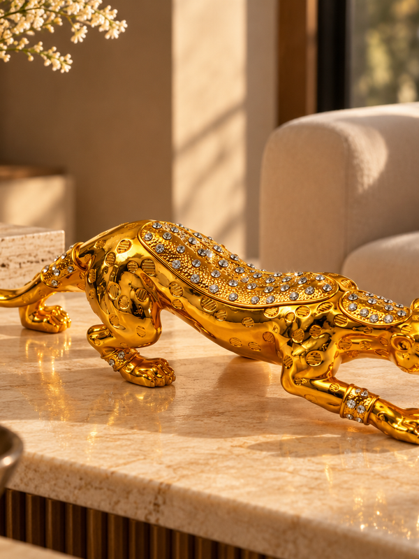 Regal Prowl Gold Panther Sculpture